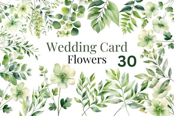 Download Green Wedding Watercolor Flowers Bundle - Lower Collection