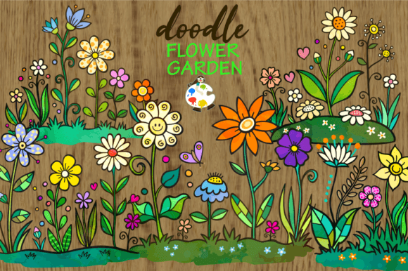 Download Doodle Flower Garden Design Elements - Lower Collection