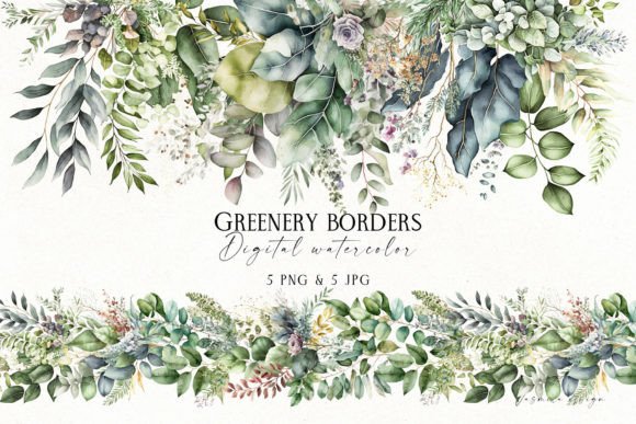 Download Watercolor Greenery Borders - Premium Resources