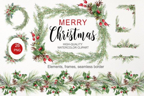 Download Watercolor Christmas Greenery Clipart - Greenery Collection