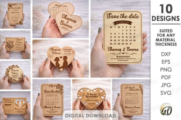 Download Save the Date Bundle Laser Cut - Date Collection