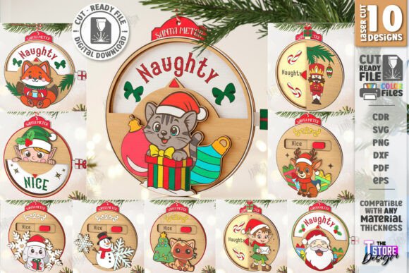 Download Santa Meter Ornaments Laser Cut Bundle - Premium Bundle