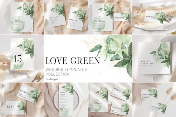 Download Greenery Gold Wedding Template Cards - Old Collection