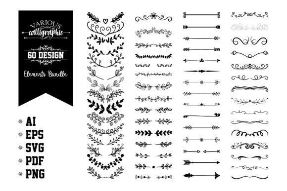 Download Various Calligraphic Design Elements Set - Graphic Collection